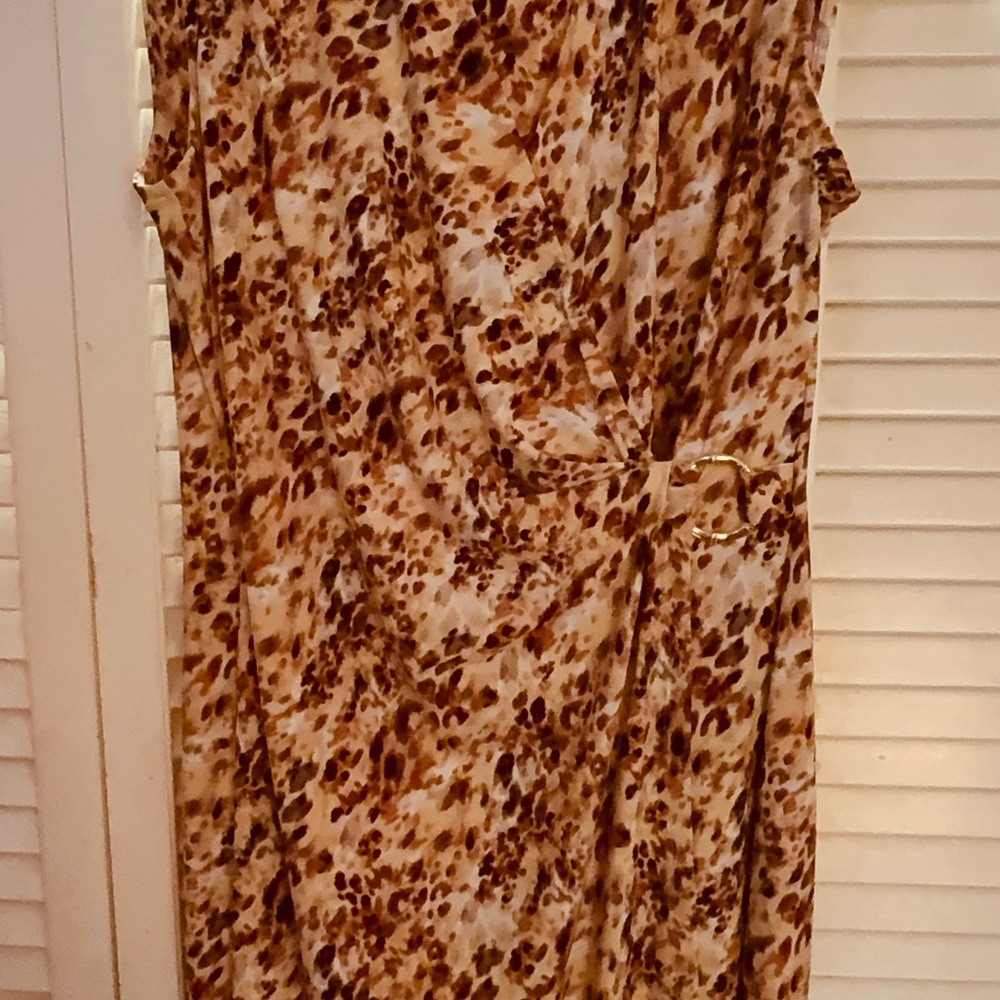 Kasper Brown and Cream Animal Print Dress Size 14 NWOT